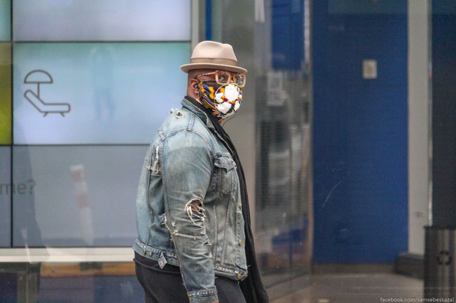 A photo of a man wearing a face mask